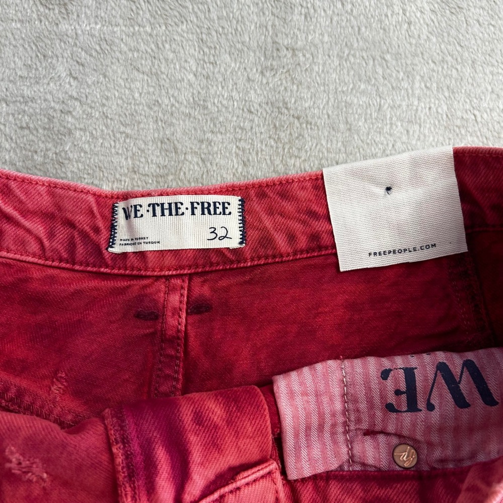NWT Free People We The Free Mixed Emotions High Rise Denim Shorts Dragonfruit 32 - Picture 4 of 9